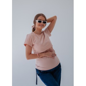 Футболка для беременных с секретом для кормления Пудровая